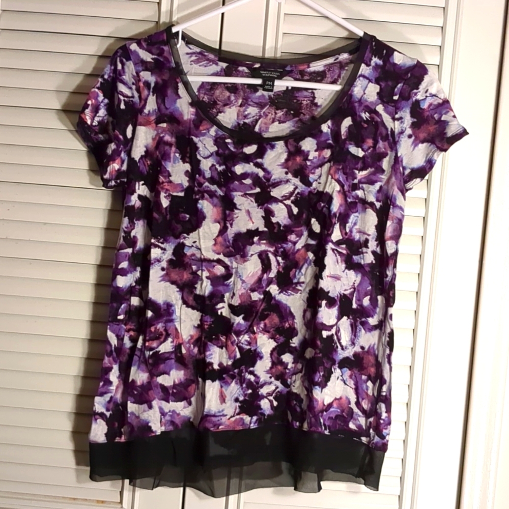 Simply Vera Vera Wang Purple Abstract Print Top